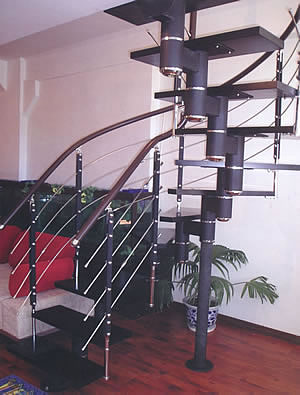 脊索亮环钢木楼梯-001